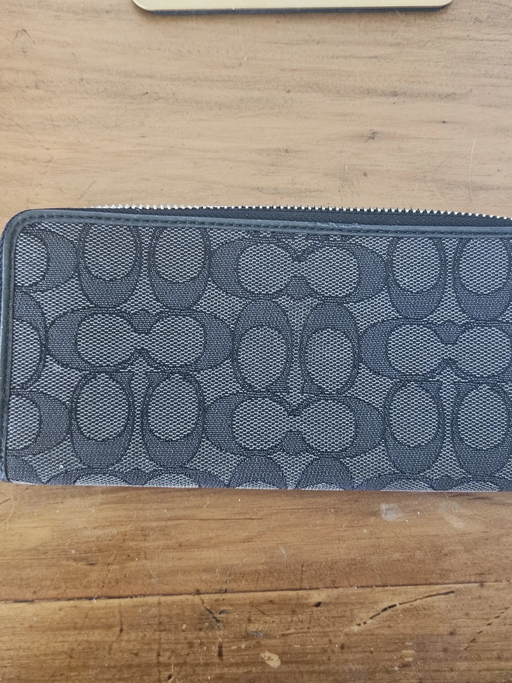 Coach Black Signature Jacquard Zip Wallet